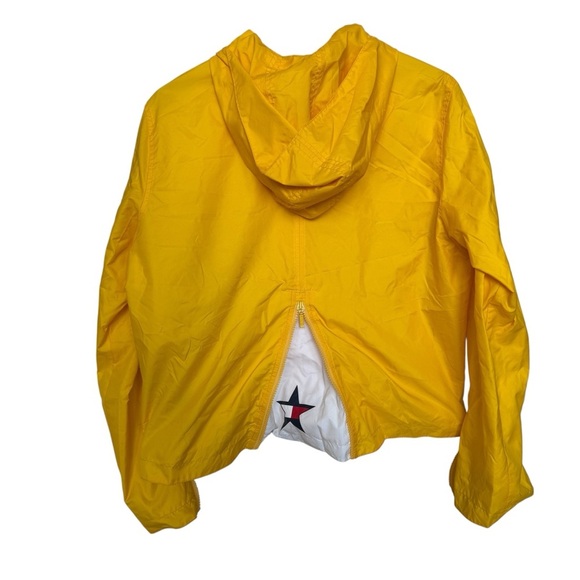 VINTAGE! Tommy Hilfiger Jeans Women’s 90s Y2K Yellow Windbreaker Jacket M Hooded - Picture 7 of 8
